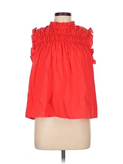 Pre-owned Aqua Short Sleeve Blouse In Red