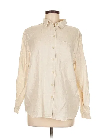 Pre-owned Lizsport Long Sleeve Button Down Shirt In White