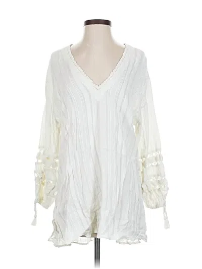 Pre-owned Robin Piccone 3/4 Sleeve Blouse In White