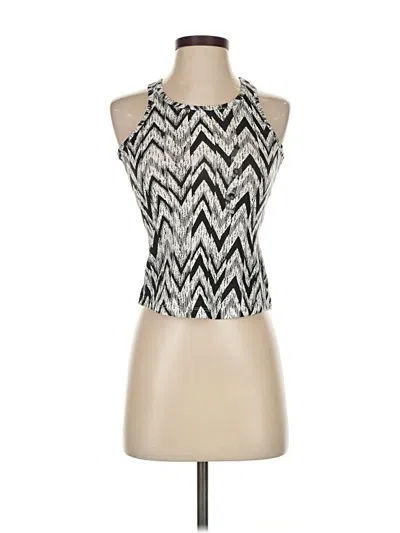 Pre-owned Macy's Tank Top White Chevron/herringbone Pattern Halter Neckline Tops
