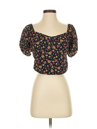 Pre-owned Lost + Wander Short Sleeve Blouse In Black