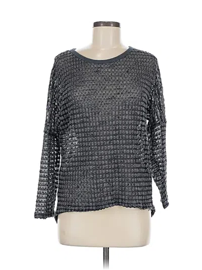 Pre-owned Vintage Havana 3/4 Sleeve Top Gray Square Neckline Tops