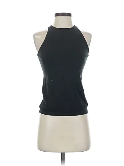 Pre-owned Ann Taylor Sleeveless Silk Top Black Halter Neckline Tops
