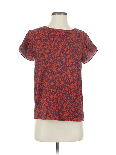 Pre-owned 41hawthorn Short Sleeve Top Orange Square Neckline Tops