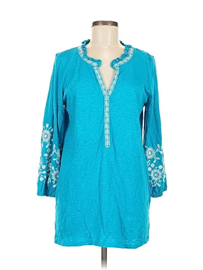 Pre-owned Talbots 3/4 Sleeve Blouse In Blue