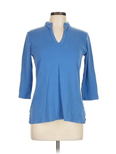 Pre-owned Lands' End 3/4 Sleeve T-shirt In Blue