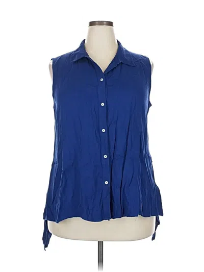 Pre-owned Fever Sleeveless Button Down Shirt In Blue