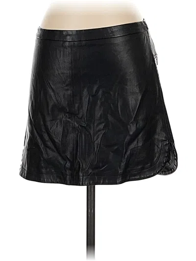 Pre-owned David Lerner Faux Leather Skirt In Black