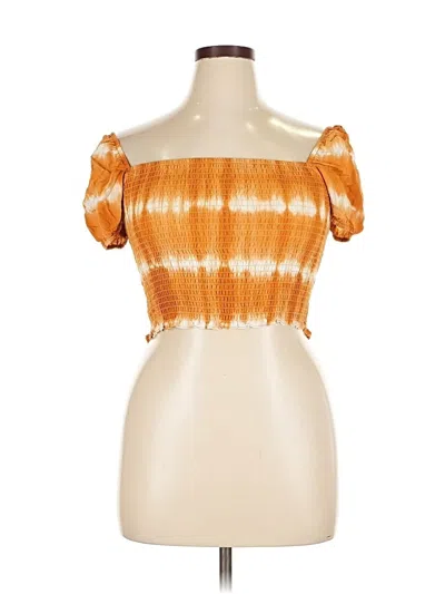 Opt Short Sleeve Top Orange Strapless Neckline Tops In Orange
