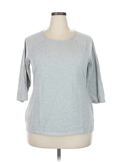 Pre-owned Hanes 3/4 Sleeve T-shirt In Gray