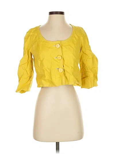 Pre-owned Rebecca Taylor 3/4 Sleeve Button Down Shirt In Yellow