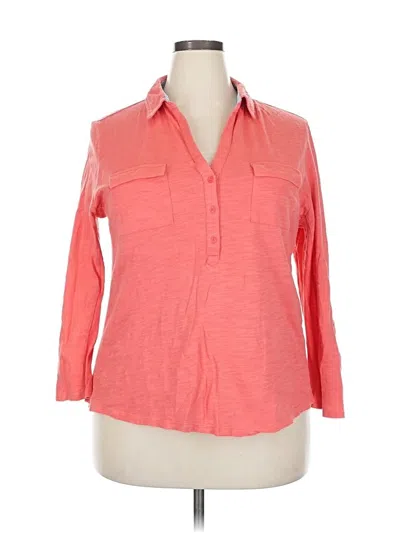 Pre-owned Jones New York 3/4 Sleeve Button Down Shirt In Pink
