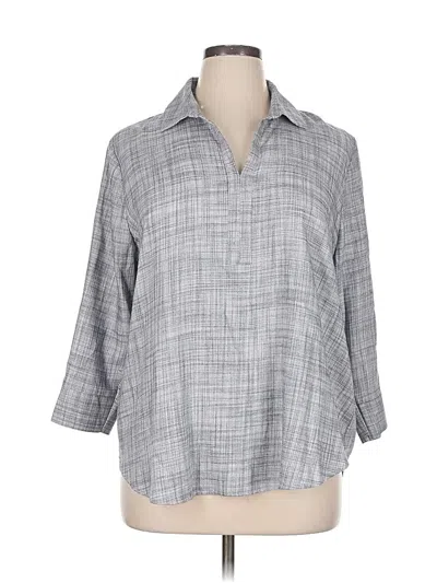 Pre-owned Van Heusen 3/4 Sleeve Button Down Shirt In Gray