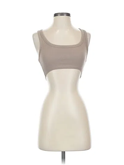 Pre-owned Zara Tank Top Tan Strapless Neckline Tops In Brown