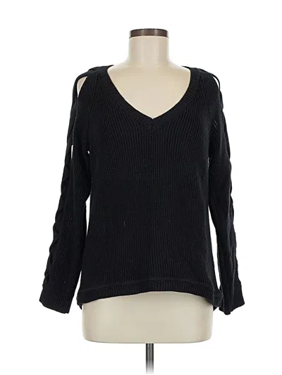 Pre-owned Milly Long Sleeve Top Black Cold Shoulder Neckline Tops