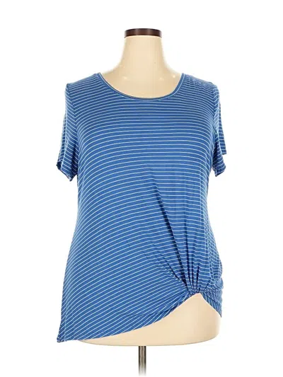 Pre-owned Nine Britton Short Sleeve Top Blue Scoop Neck Tops