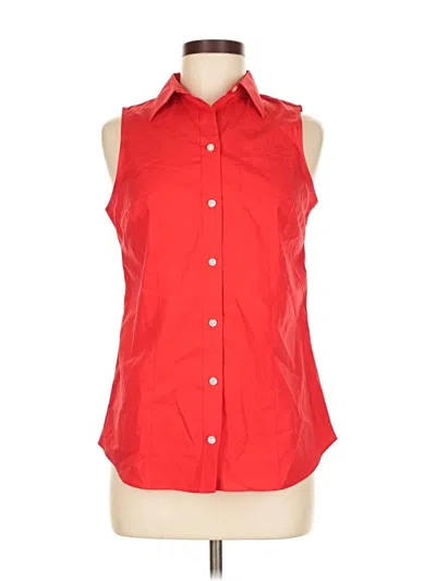 Pre-owned Lands' End Sleeveless Button Down Shirt In Red