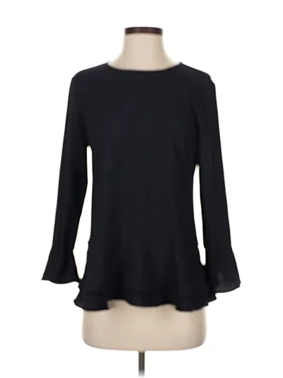 Pre-owned Ann Taylor 3/4 Sleeve Top Black Boatneck Tops