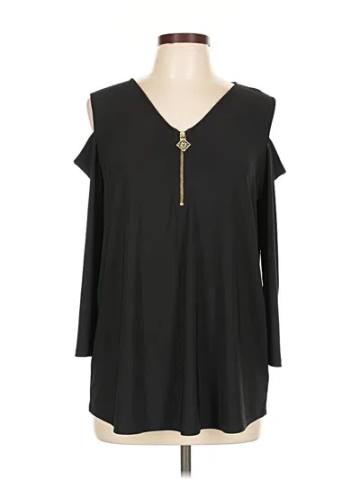 Pre-owned Anne Klein Long Sleeve Blouse In Black