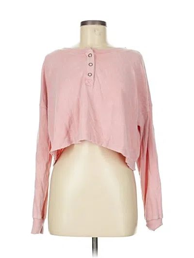 Pre-owned Aéropostale Long Sleeve Henley Shirt In Pink