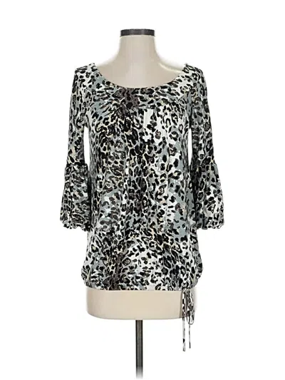 Pre-owned Karen Kane 3/4 Sleeve Top Silver Sweetheart Neckline Tops