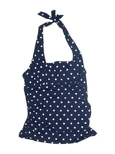 Pre-owned Lands' End Swimsuit Top Blue Polka Dots Pattern Swimwear