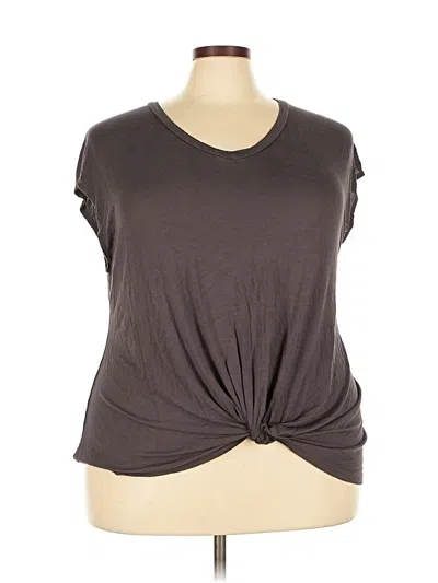 Pre-owned Coin 1804 Short Sleeve Top Gray Keyhole Neckline Tops