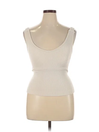 Pre-owned Zenana Sleeveless Top Ivory Scoop Neck Tops In White