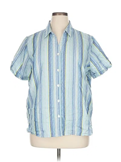 Pre-owned Alfred Dunner Short Sleeve Button Down Shirt In Blue