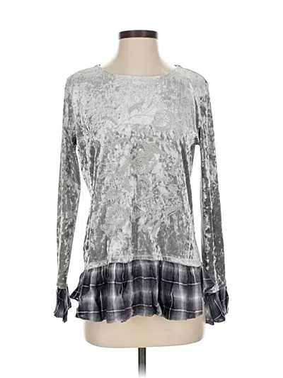 Pre-owned Sharon Young Long Sleeve Blouse In Silver