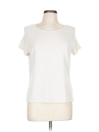 Pre-owned Kasper Short Sleeve Top Ivory Scoop Neck Tops In White