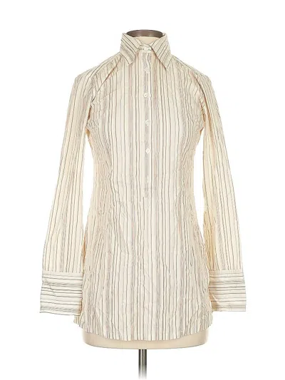 Pre-owned Kenneth Cole New York Long Sleeve Blouse In White