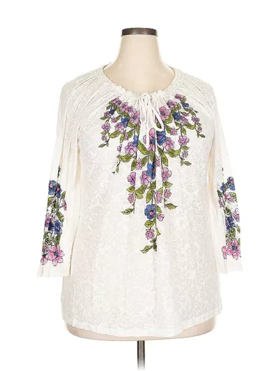 Pre-owned Charter Club 3/4 Sleeve Blouse In White