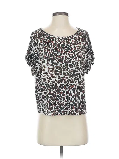 Pre-owned Cabi Short Sleeve Top Silver Animal Print Pattern Scoop Neck Tops