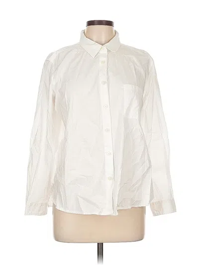 Pre-owned Ann Taylor Loft Long Sleeve Button Down Shirt In White