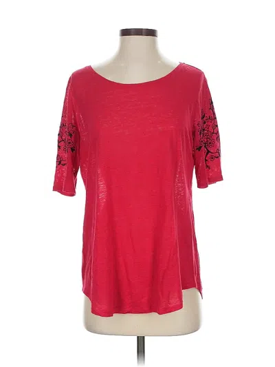 Pre-owned Ann Taylor Loft Short Sleeve Top Red Scoop Neck Tops