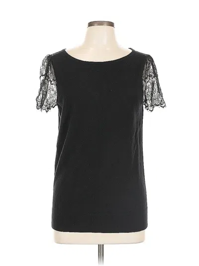 Pre-owned Ann Taylor Loft Short Sleeve Top Black Sweetheart Neckline Tops