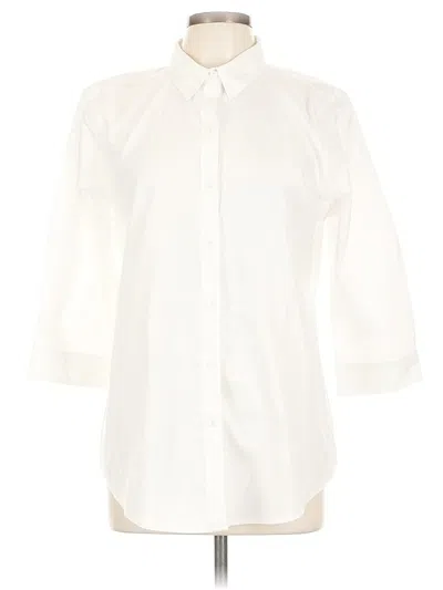 Pre-owned Coldwater Creek 3/4 Sleeve Button Down Shirt In White