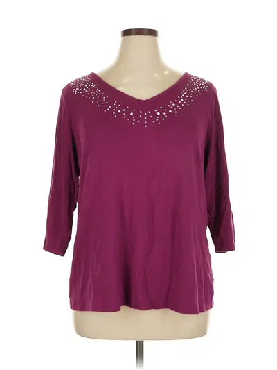 Pre-owned Fashion Bug 3/4 Sleeve Top Pink Scoop Neck Tops