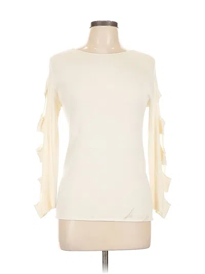 Pre-owned Kontatto 3/4 Sleeve Top Ivory Cold Shoulder Neckline Tops In White