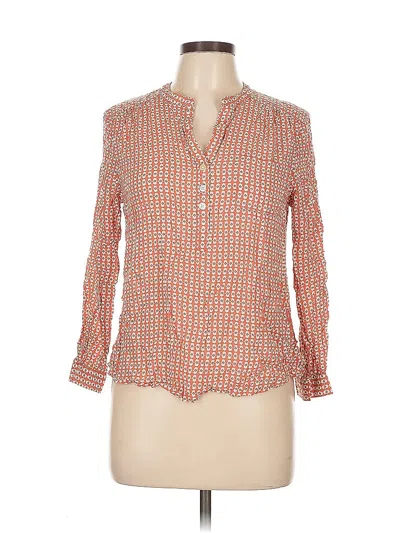 Pre-owned Ann Taylor Loft Long Sleeve Polo Shirt In Orange