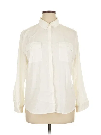 Pre-owned Chico's Long Sleeve Button Down Shirt In White