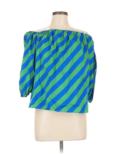 Pre-owned Scoop 3/4 Sleeve Blouse In Green