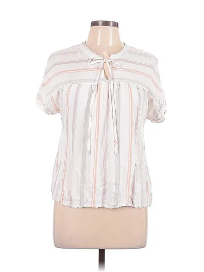 Pre-owned Blu Pepper Short Sleeve Blouse In White