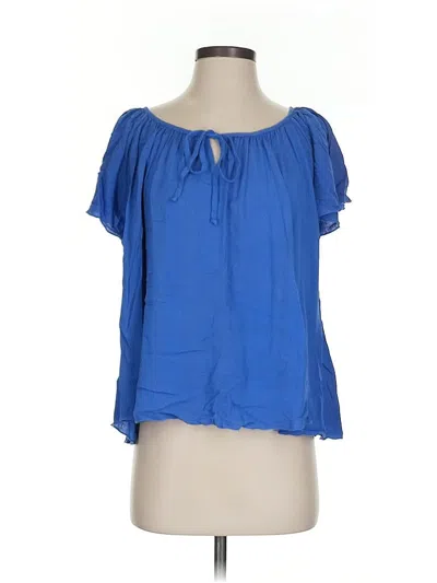 Pre-owned Karen Kane Short Sleeve Blouse In Blue