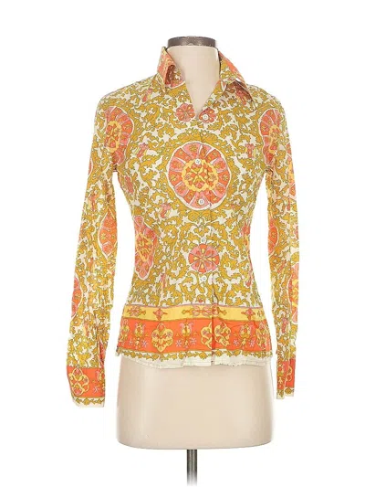 Pre-owned Lucky Brand Long Sleeve Blouse In Orange