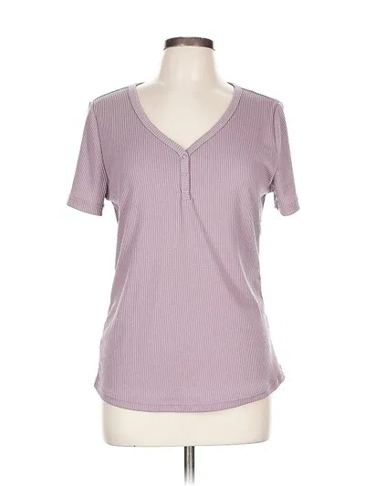 Pre-owned Fashion Short Sleeve Henley Shirt In Purple