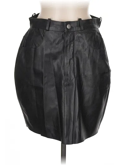Pre-owned Jkt Nyc Faux Leather Skirt In Black