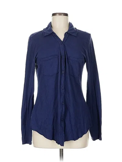 Pre-owned Michael Stars Long Sleeve Polo Shirt In Blue