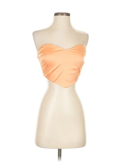 Pre-owned Blue Blush Tube Top Orange Strapless Neckline Tops